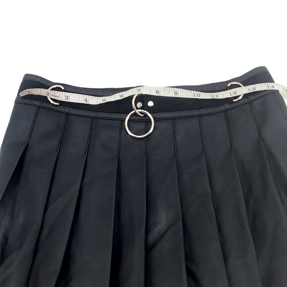 New Dolls Kill Current Mood Spade Punk Goth Vegan Leather Pleated Mini Skirt NWT - Picture 13 of 16